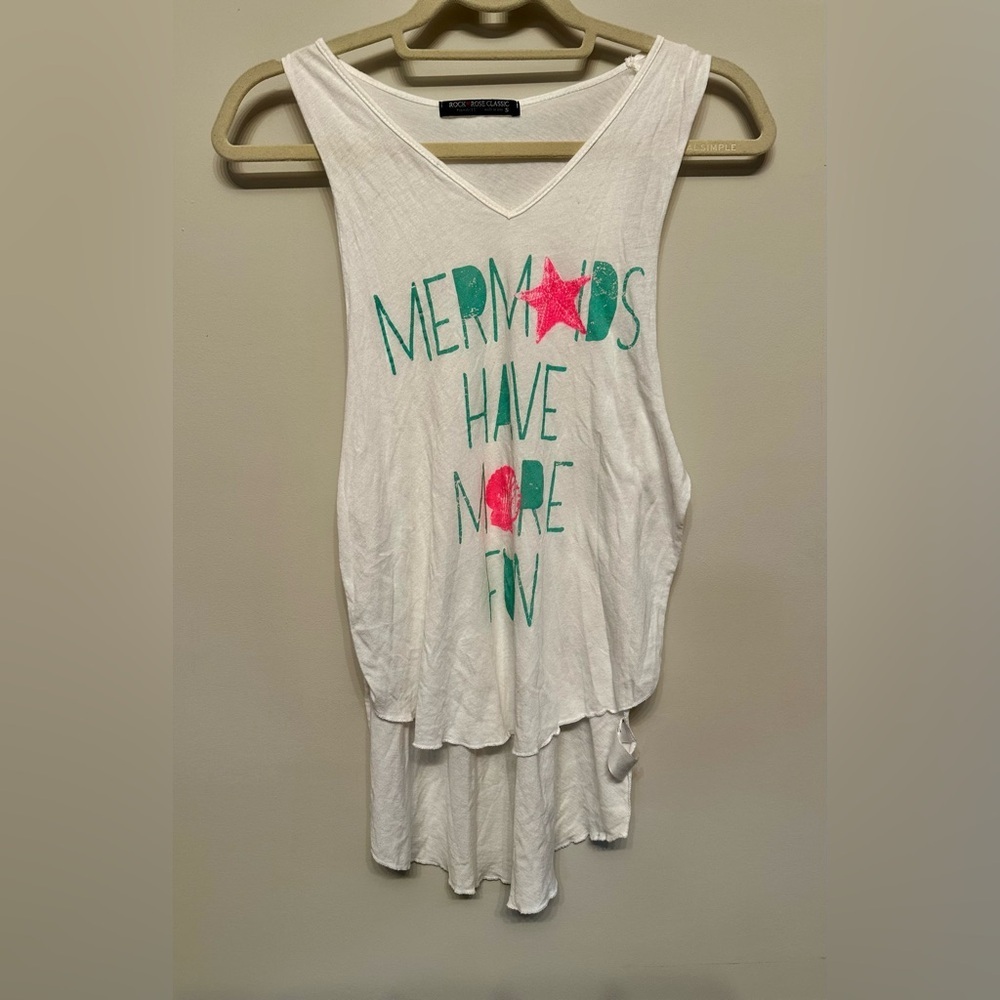 “Mermaids Have More Fun” White Tank Top Size Small